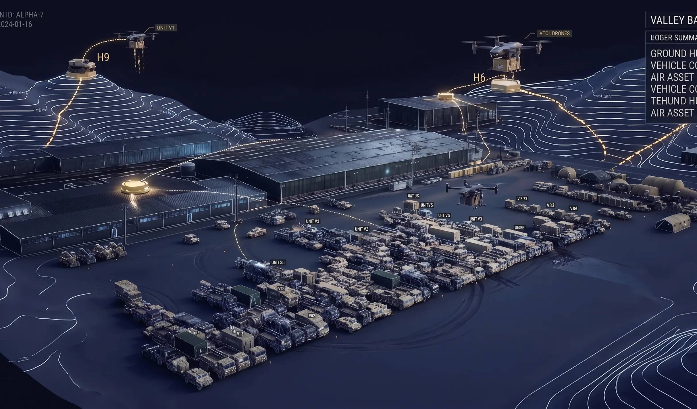 Base with cars and cargos